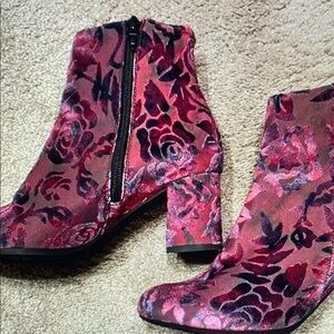 Floral Velvet Ankle Boots